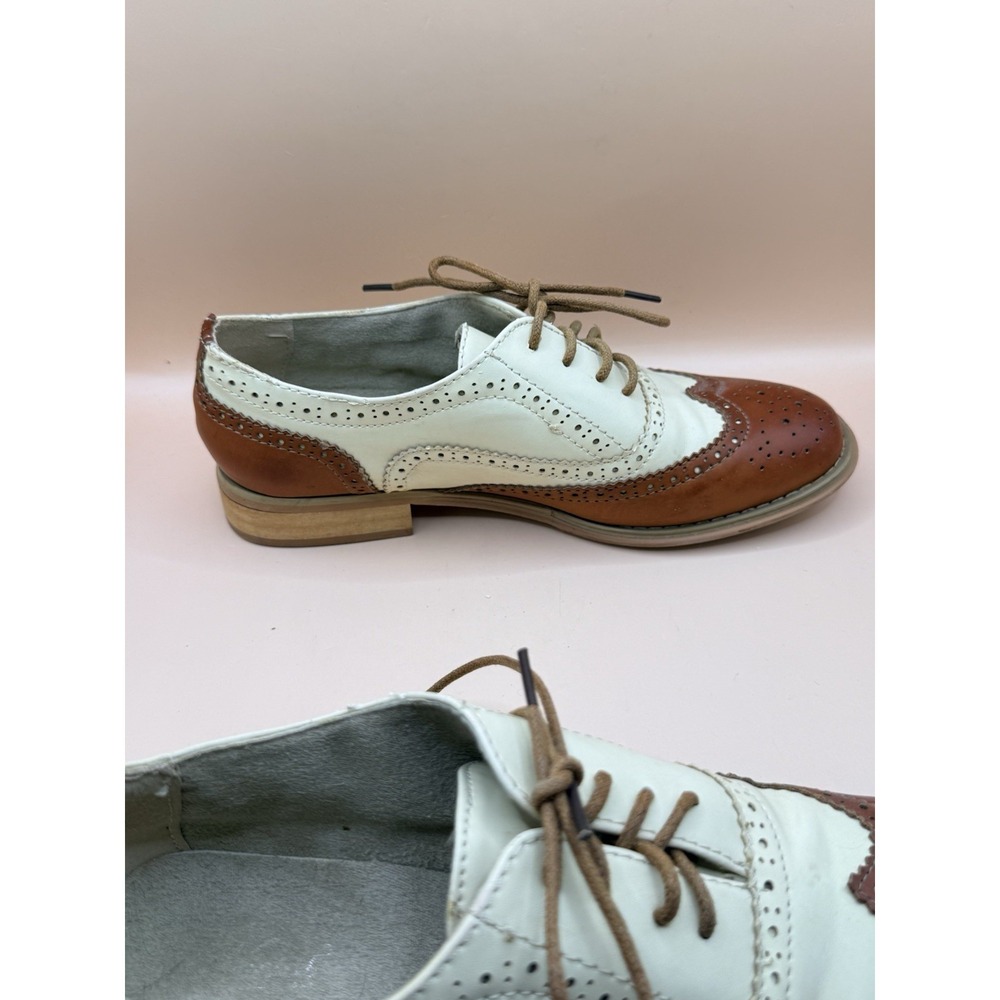 Wanted Babe Womens Size 7.5 Tan Natural Bron Oxford Wingtip Shoes - Picture 7 of 9